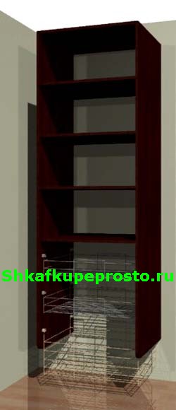 Модуль гардеробной комнаты с тремя выдвижными корзинами